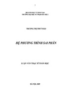 Hệ phương trình sai phân. luận văn thạc sĩ toán học