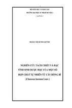 Nghiên cứu tách chiết và đặc tính sinh dược học của một số hợp chất tự nhiên từ cây hồng bì (clausena lansium lour.)