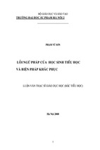 Lỗi ngữ pháp của học sinh tiểu học và biện pháp khắc phục. luận văn thạc sĩ giáo dục học