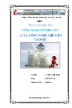 Tiểu luận công nghệ chế biến sữa công nghệ chế biến yaourt