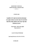 Nghiên cứu một số chỉ số sinh học của học sinh các dân tộc ít người ở trường phổ thông dân tộc nội trú tỉnh hà giang