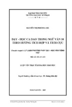 Dạy - học ca dao trong ngữ văn 10 theo hướng tích hợp và tích cực