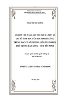 Nghiên cứu năng lực trí tuệ và một số chỉ số sinh học của học sinh trường trung học phổ thông hàm long, tỉnh bắc ninh