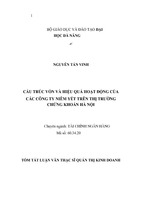 Tóm tắt luận văn thạc sĩ quản trị kinh doanh cấu trúc vốn và hiệu quả hoạt động của các công ty niêm yết trên thị trường chứng khoán hà nội