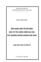 Luận văn thạc sĩ kinh tế ứng dụng một số mô hình đầu tư tài chính hiện đại vào thị trường chứng khoán việt nam