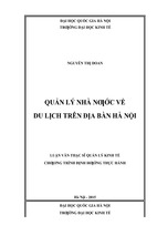 Luận văn thạc sỹ quản lý kinh tế quản lý nhà nước về du lịch trên địa bàn hà nội