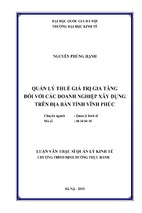 Luận văn thạc sỹ quản lý kinh tế quản lý thuế giá trị gia tăng đối với các doanh nghiệp xây dựng trên địa bàn tỉnh vĩnh phúc