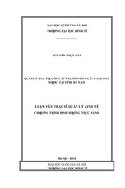 Luận văn thạc sỹ quản lý kinh tế quản lý đầu tư công từ nguồn vốn ngân sách nhà nước tại tỉnh hà nam