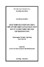 Tóm tắt luận văn thạc sĩ quản trị kinh doanh hoàn thiện hoạt động huy động tiền gửi tiết kiệm tại ngân hàng tmcp đầu tư và phát triển việt nam – chi nhánh đà nẵng