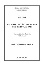 Giải quyết việc làm cho lao động nữ ở tỉnh quảng bình