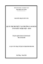 Quản trị tri thức tại trường cao đẳng cntt hữu nghị việt - hàn nguyễn thị tuyết vân