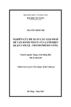 Nghiên cứu đề xuất các giải pháp để vận hành tối ưu của lưới điện quận cẩm lệ - thành phố đà nẵng