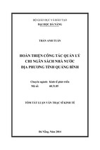 Hoàn thiện công tác quản lý chi ngân sách nhà nước địa phương tỉnh quảng bình