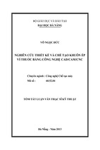 Nghiên cứu thiết kế và chế tạo khuôn ép vỉ thuốc bằng công nghệ cad cam cnc