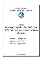 Tiểu luận đề xuất dây chuyền công nghệ xử lý nước thải cho cơ sở sản xuất bún khô vân hùng