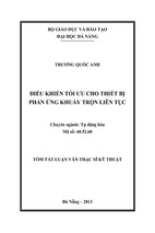 Điều khiển tối ưu cho thiết bị phản ứng khuấy trộn liên tục