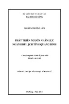 Phát triển nguồn nhân lực ngành du lịch tỉnh quảng bình