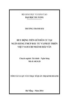 Huy động tiền gửi dân cư tại ngân hàng tmcp đầu tư và phát triển việt nam - chi nhánh hải vân