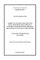 Nghiên cứu ứng dụng màng lọc nano áp lực thấp trong công nghệ xử lý nước biển ven bờ thành nước sinh hoạt cho cụm dân cư vùng hạ lưu sông thu bồn