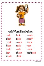 Bài tập tiếng anh trẻ em - ack word family list