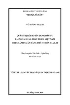 Quản trị rủi ro tín dụng đầu tư tại ngân hàng phát triển việt nam chi nhánh ngân hàng phát triển gia lai