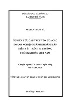 Nghiên cứu cấu trúc vốn của các doanh nghiệp ngành khoáng sản niêm yết trên thị trường chứng khoán việt nam