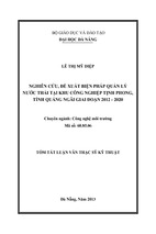 Nghiên cứu, đề xuất biện pháp quản lý nước thải tại khu vực công nghiệp tịnh phong, tỉnh quảng ngãi giai đoạn 2012 - 2020