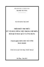 Trích rút tri thức từ văn bản tiếng việt trong chế biến, bảo quản rau quả và ứng dụng