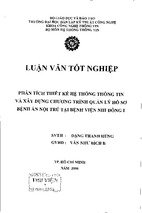 Phân tích thiết kế hệ thống thông tin và xây dựng chương trình quản lý hồ sơ bệnh án nội trú tại bệnh viện nhi đồng i