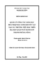 Quản lý công tác giáo dục hòa nhập học sinh khuyết tật tại các trường tiểu học trên địa bàn quận ngũ hành sơn thành phố đà nẵng