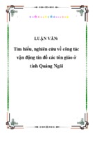 Tìm hiểu, nghiên cứu về công tác vận động tín đồ các tôn giáo ở tỉnh quảng ngãi