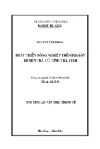 Phát triển nông nghiệp trên địa bàn huyện trà cú, tỉnh trà vinh