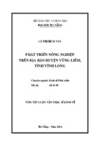 Phát triển nông nghiệp trên địa bàn huyện vũng liêm, tỉnh vĩnh long