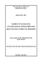 Nghiên cứu sự hài lòng của khách hàng sử dụng điện sinh hoạt tại công ty điện lực bình định