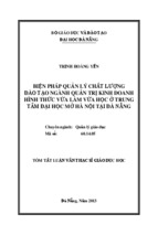 Biện pháp quản lý chất lượng đào tạo ngành quản trị kinh doanh hình thức vừa làm vừa học ở trung tâm đại học mở hà nội tại đà nẵng