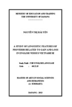 A study of linguistic features of proverbs related to gain and loss in english versus vietnamese