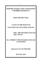 A study of pre-sequences in english and vietnamese apology