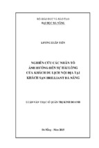 Luận văn thạc sĩ nghiên cứu các nhân tố ảnh hưởng đến sự hài lòng của khách du lịch nội địa tại khách sạn brillian đà nẵng