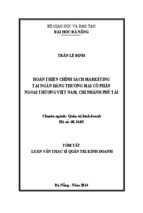 Hoàn thiện chính sách marketing tại ngân hàng tmcp ngoại thương việt nam, chi nhánh phú tài. (tt)