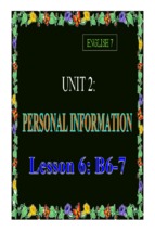 Bài giảng tiếng anh 7 unit 2 personal information