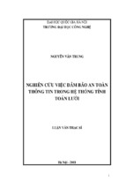 Luận văn thạc sỹ nghiên cứu việc đảm bảo an toàn thông tin trong hệ thống tính toán lưới - nguyễn văn trung