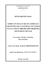 Luận văn thạc sĩ Nghiên cứu mối quan hệ giữa chính sách nắm giữ tiền mặt và lợi nhuận vốn cổ phần của các công ty niêm yết trên thị trường chứng khoán Việt Nam