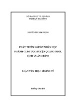 Luận văn thạc sĩ Phát triển nguồn nhân lực ngành giáo dục Huyện Quảng Ninh, Tỉnh Quảng Bình