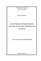 Luận văn thạc sĩ Quản trị quan hệ khách hàng tại công ty sữa đậu nành Việt Nam (Vinasoy)