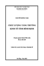 Chất lượng tăng trưởng kinh tế tỉnh Bình Định