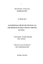 Giải pháp hạn chế rủi ro tín dụng tại chi nhánh ngân hàng TMCP kỹ thương Đà Nẵng