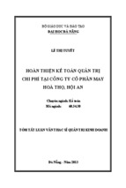 Hoàn thiện kế toán quản trị chi phí tại Công ty Cổ phần May Hòa Thọ, Hội An