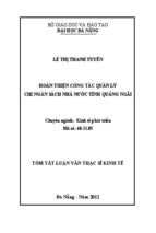 Hoàn thiện công tác quản lý chi ngân sách nhà nước tỉnh Quảng Ngãi