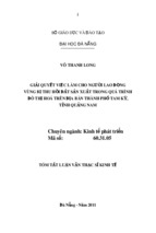 Giải quyết việc làm cho người lao động vùng bị thu hồi đất sản xuất trong quá trình đô thị hóa trên địa bàn thành phố Tam Kỳ, tỉnh Quảng Nam