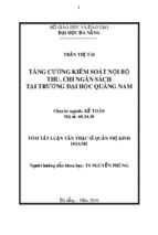 Tăng cường kiểm soát nội bộ thu, chi ngân sách tại trường Đại học Quảng Nam